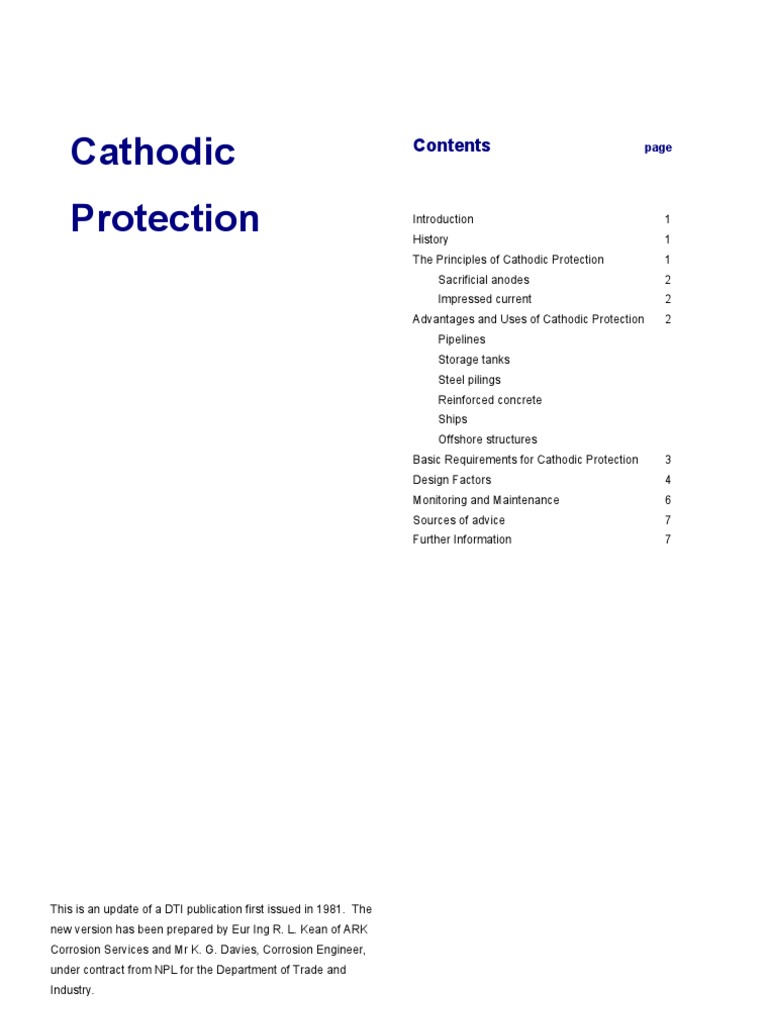 Overview of Cathodic Protection Systems | PDF | Technology & Engineering