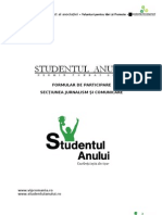 Formular de Aplicare Studentul Anului - Jurnalism Si Comunicare