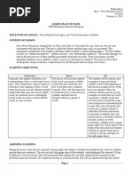 lesson plan outline - word study