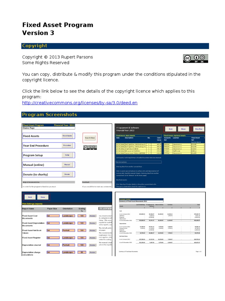 Depreciation Programs