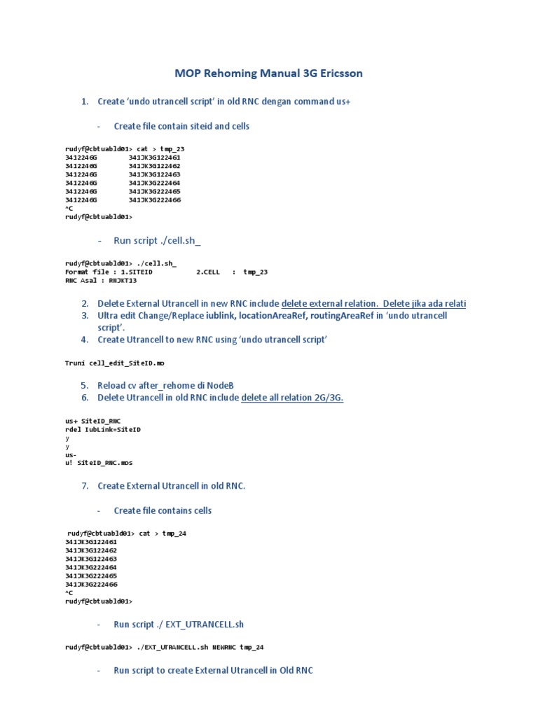 3G RNC Rehoming Procedure Manual | PDF | Computers