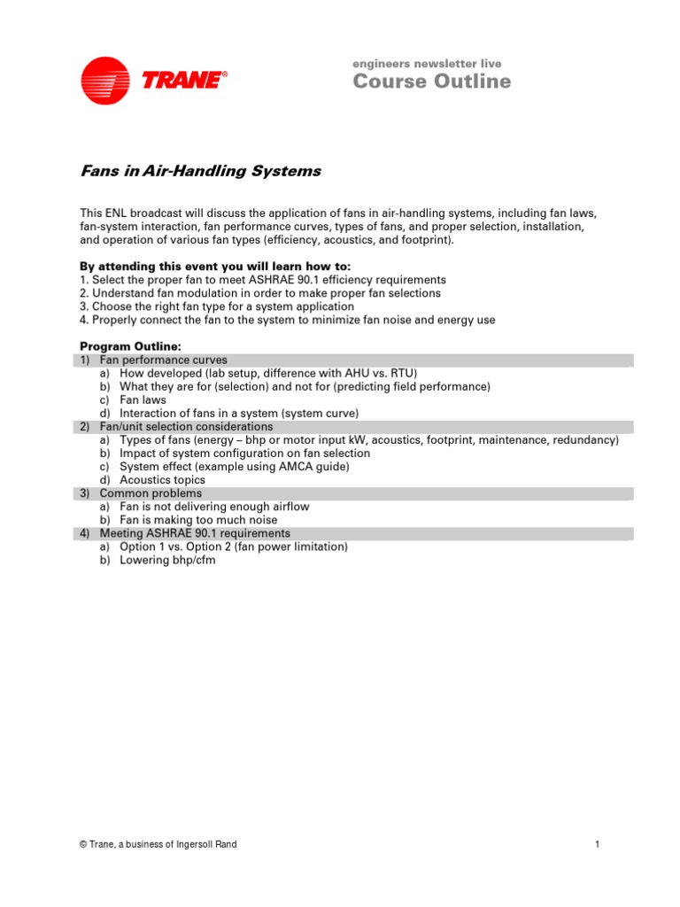 Trane ENL Fans in Air-Handling Systems PDF | PDF | Duct (Flow ...