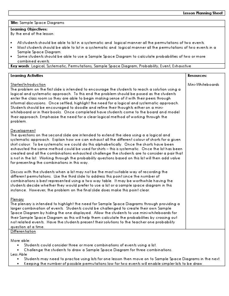 Lesson Plan Sample Space Pdf Lesson Plan Epistemology