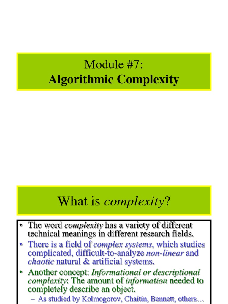 Algorithmic Complexity: Module #7 | Download Free PDF | Computational ...