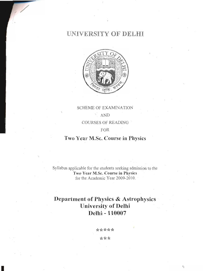 Delhi university msc physics syllabus pdf