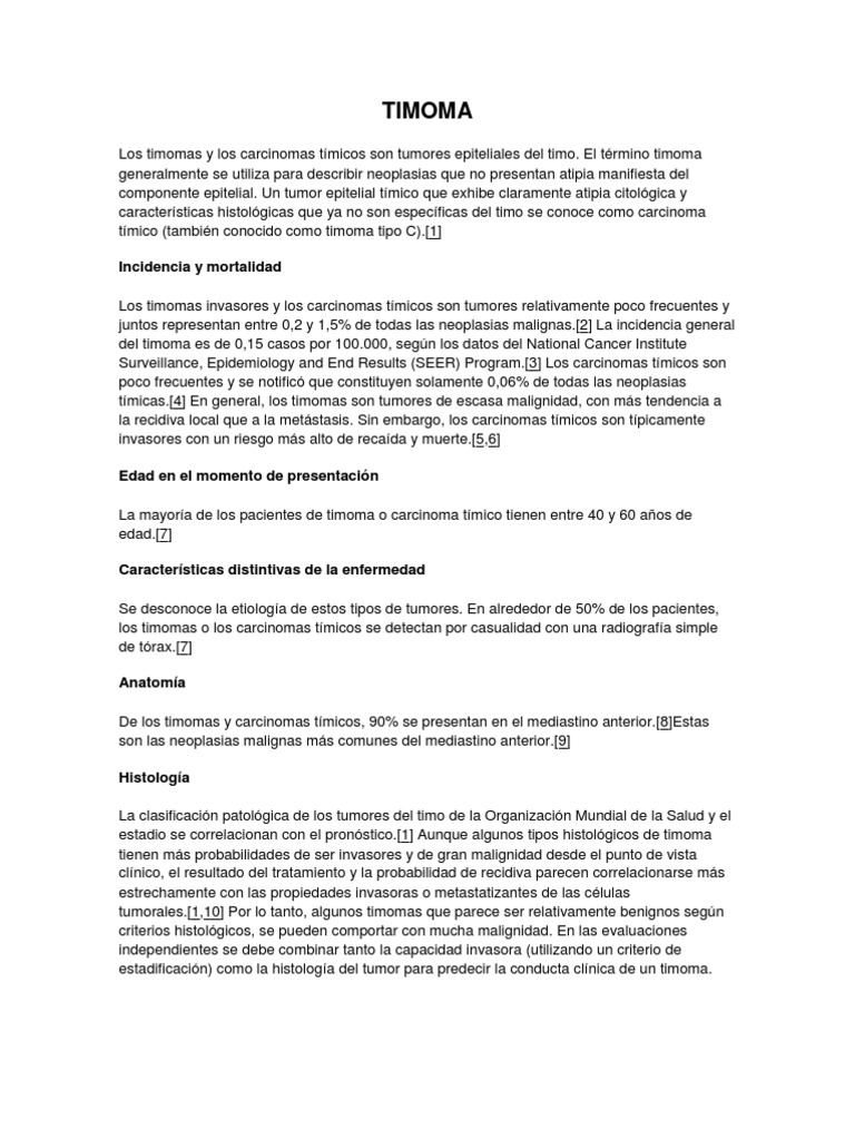 Timomas y Carcinomas Tímicos: Guía Completa | PDF | Metástasis | Cáncer