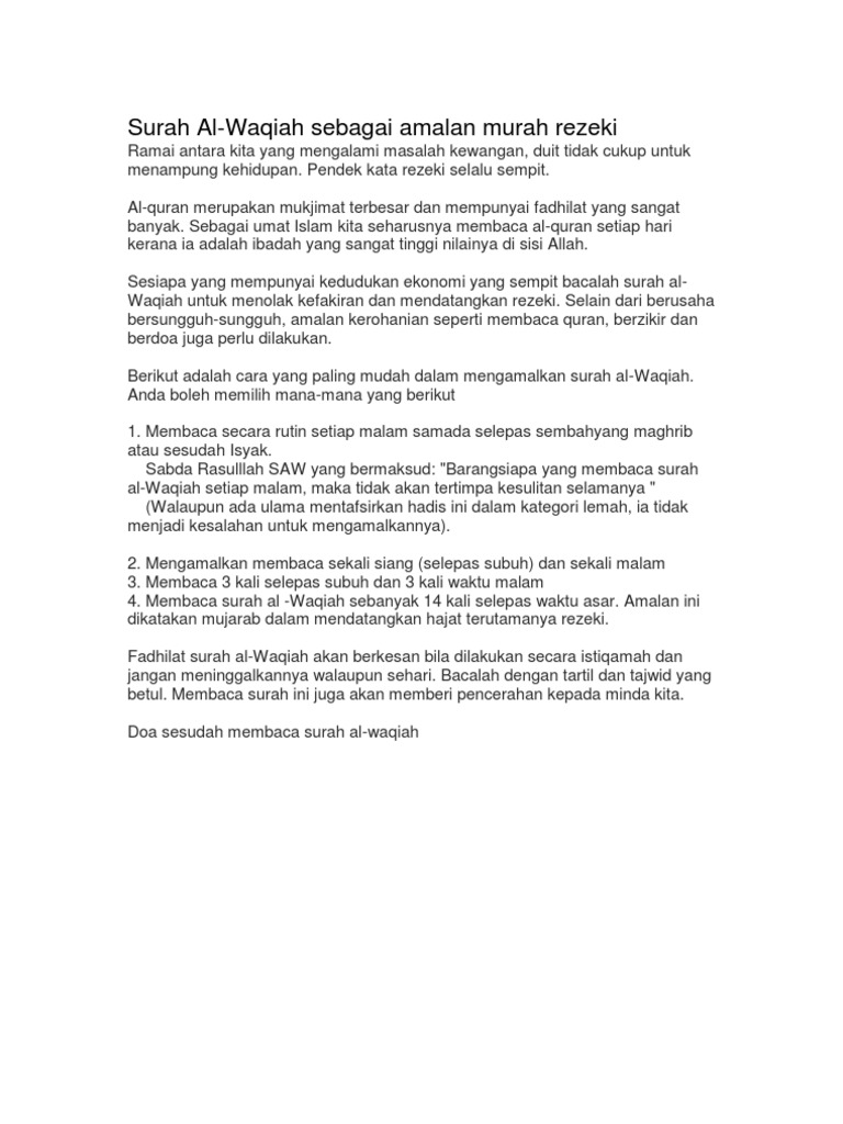 Download 66+ Contoh Surat Al Waqiah Untuk Hajat Terbaru Gratis