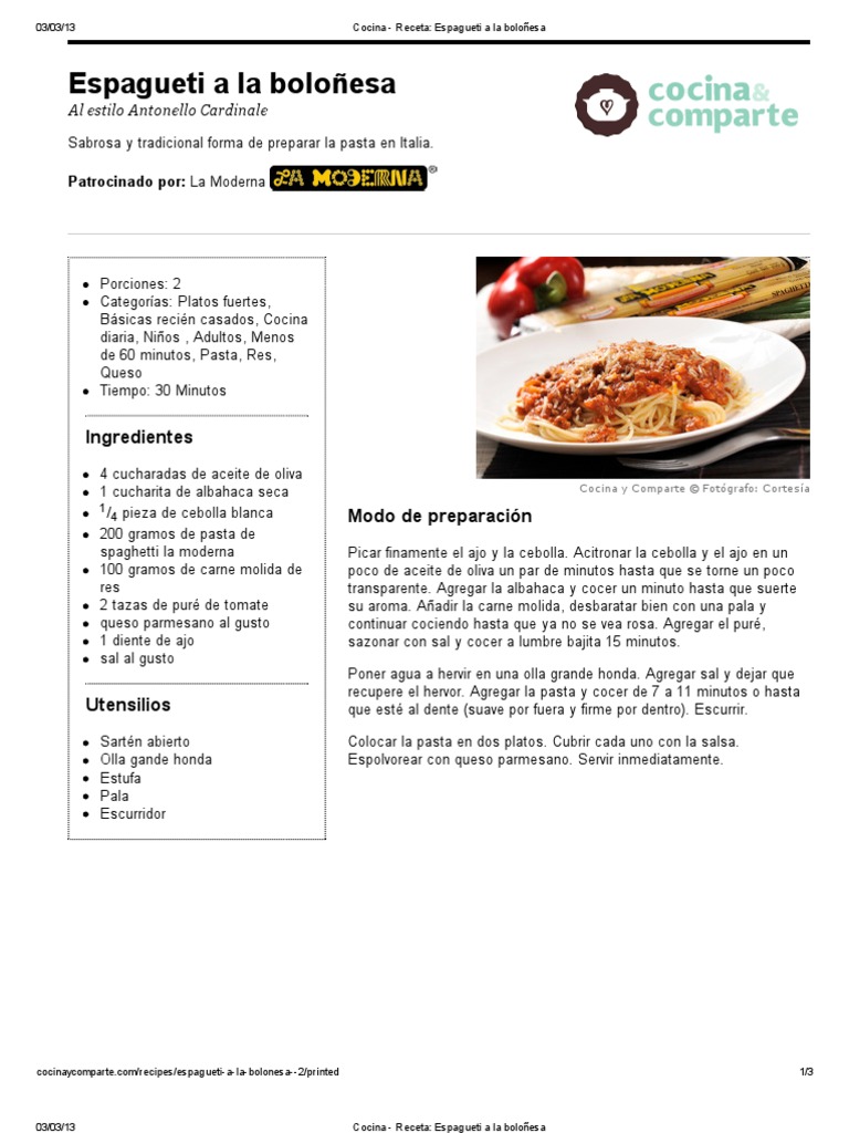 Introducir 49+ imagen recetas espaguetis pdf
