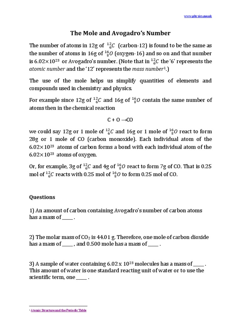 Understanding Avogadro's Number | PDF