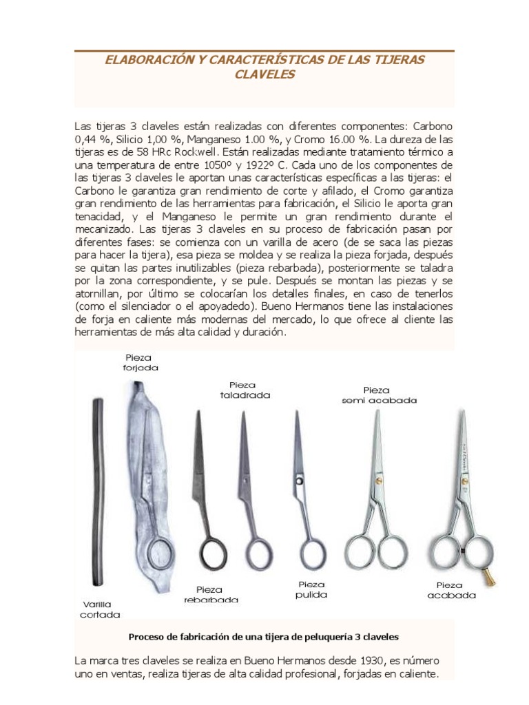 ELABORACIÓN Y CARACTERÍSTICAS DE LAS TIJERAS Tornillo tijeras