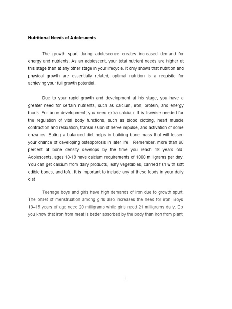 Teen Nutrition Essentials | PDF | Dietary Fiber | Diet & Nutrition