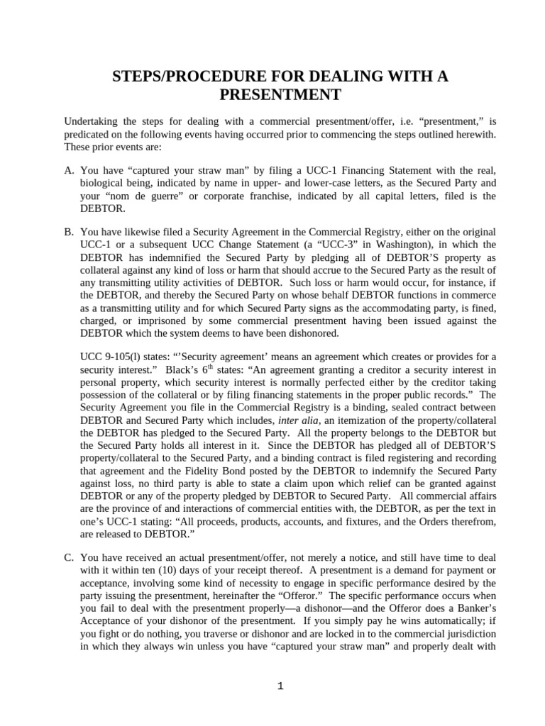 STEPS in Redemption Process Negotiable Instrument Security Interest