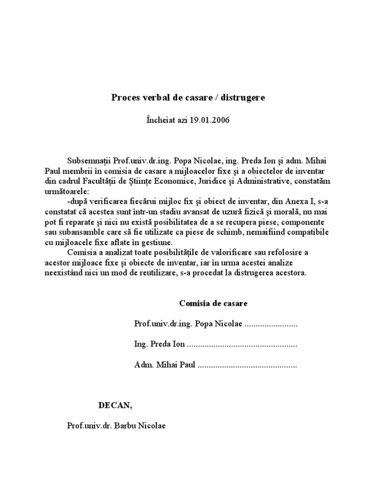 Proces Verbal de Casare | PDF