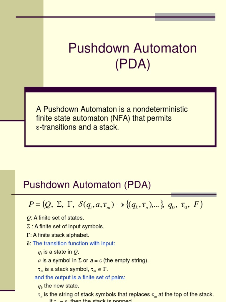 Pushdown Automaton Automata Theory Metalogic