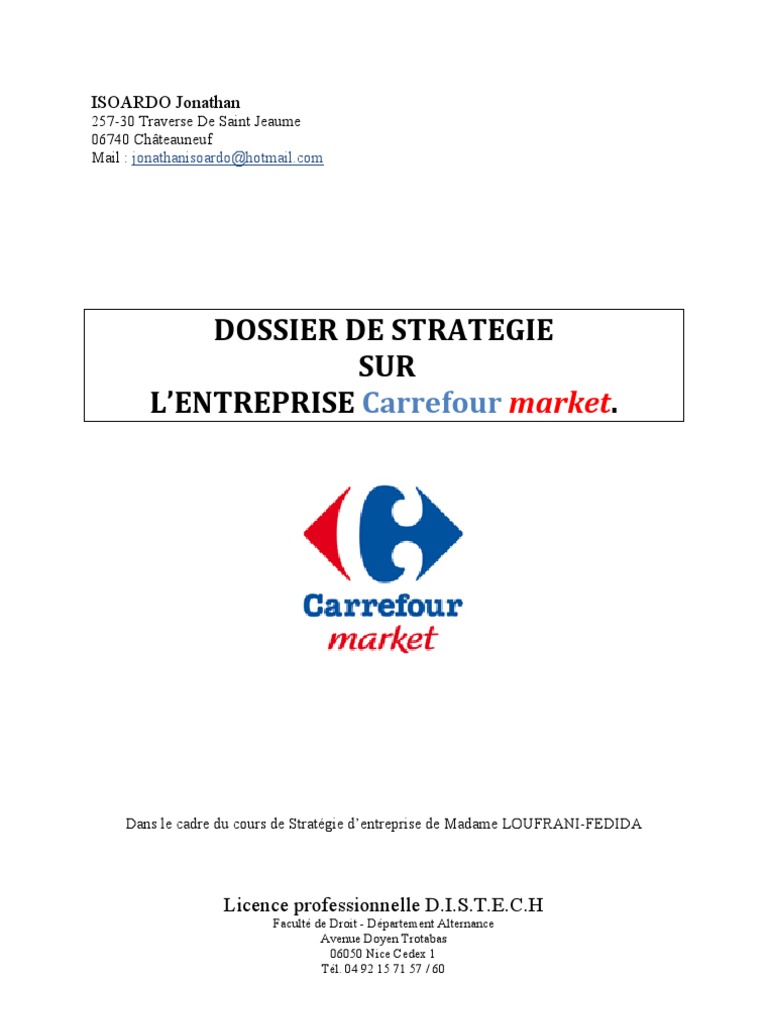 Distribution De Une Affaire De Détails DOCUMENT STRATEGIQUE CARREFOUR.pdf | Commerce de détail | Distribution