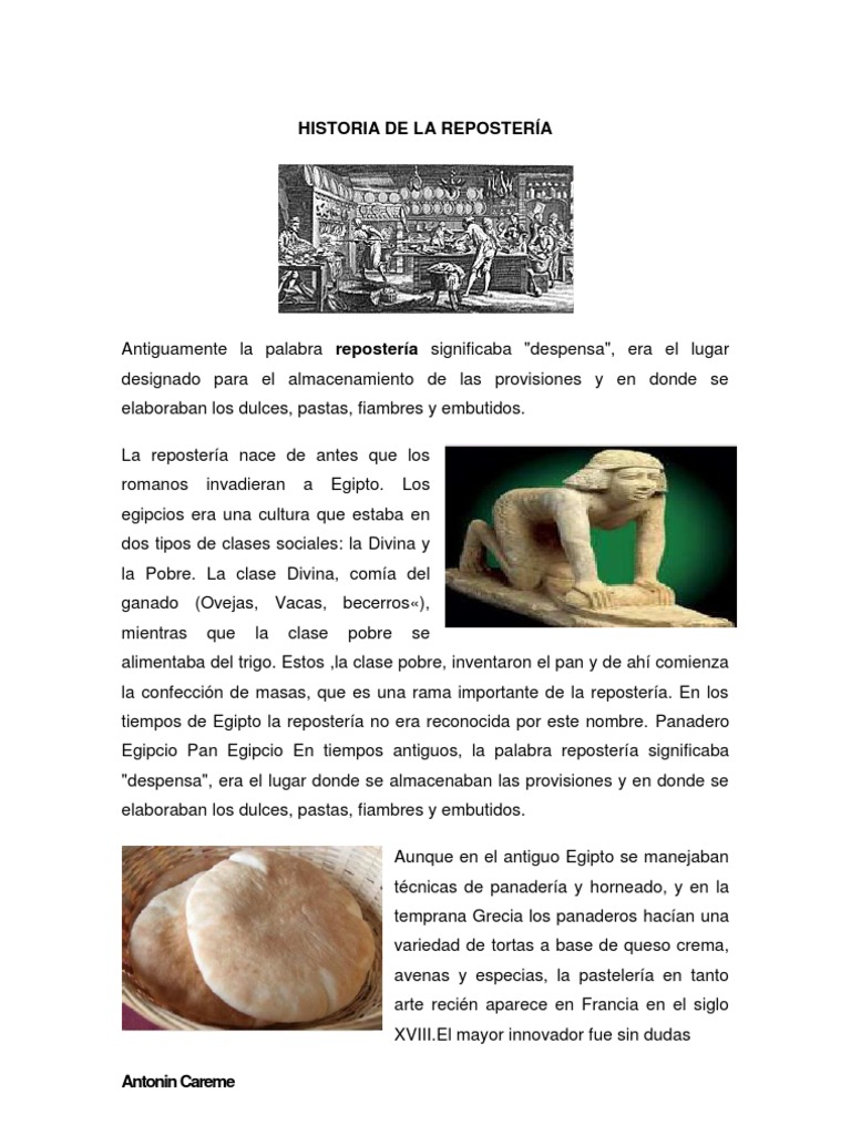 HISTORIA DE LA REPOSTERÍA Postres Cocinando