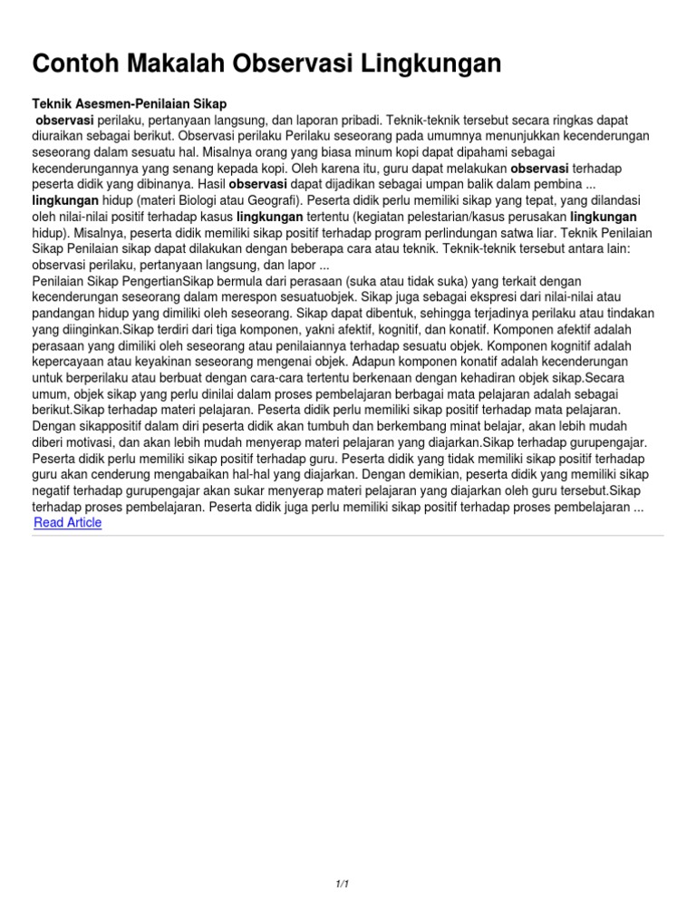 Contoh Makalah Observasi Lingkungan