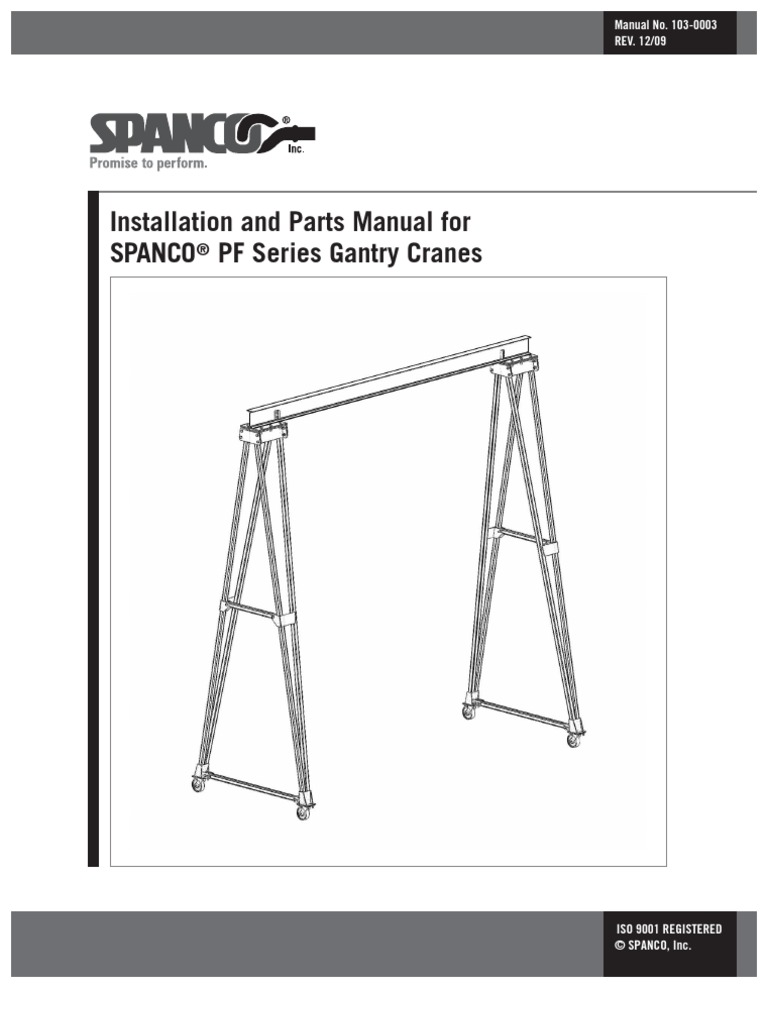 SPANCO PFseries Gantry Instparts Manual 103 0003 | PDF | Crane (Machine ...
