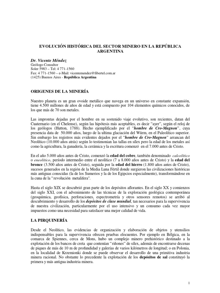 Historia de la minería en Argentina | PDF | Imperio Inca | Minería