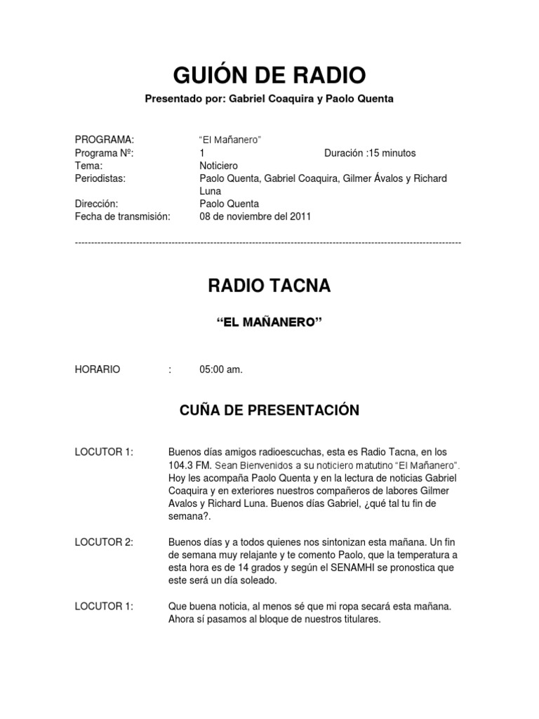 GUIÓN DE RADIO