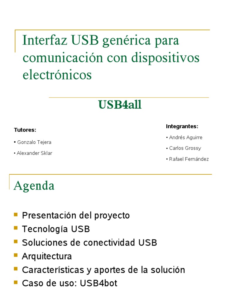 Interfaz USB Genérica para Dispositivos | PDF | USB | Hardware de la ...