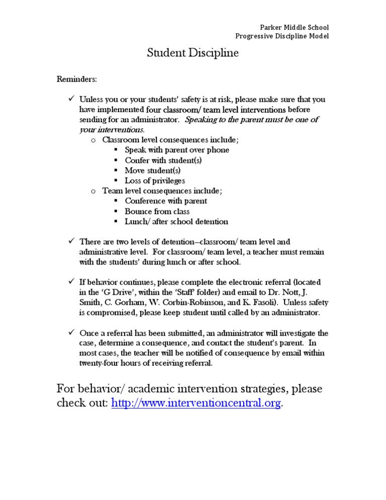Middle School Discipline Guidelines | PDF | Wellness