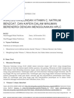 Analisis Kandungan Vitamin C, Natrium Benzoat, Dan Kafein Dalam Minuman Berenergi Dengan Menggunakan HPLC