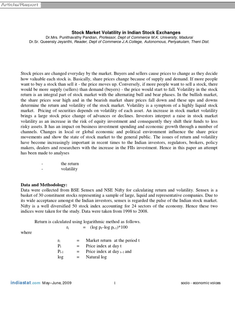 Stock Market Volatility | PDF | Stock Market | Volatility (Finance)