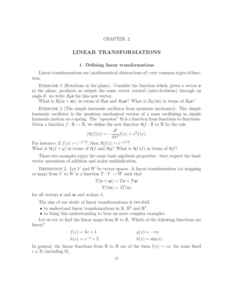 Defining Linear Transformations | PDF | Vector Space | System Of Linear ...