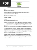 Recovery High Schools in Massachusetts: A Promising, Comprehensive Model For Adolescent Substance Abuse and Dependence