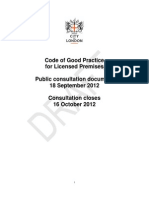 Draft Code of Good Practice For Licensed Premises