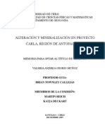 Alteración y Mineralización en Proyecto Carla Region Antofagasta