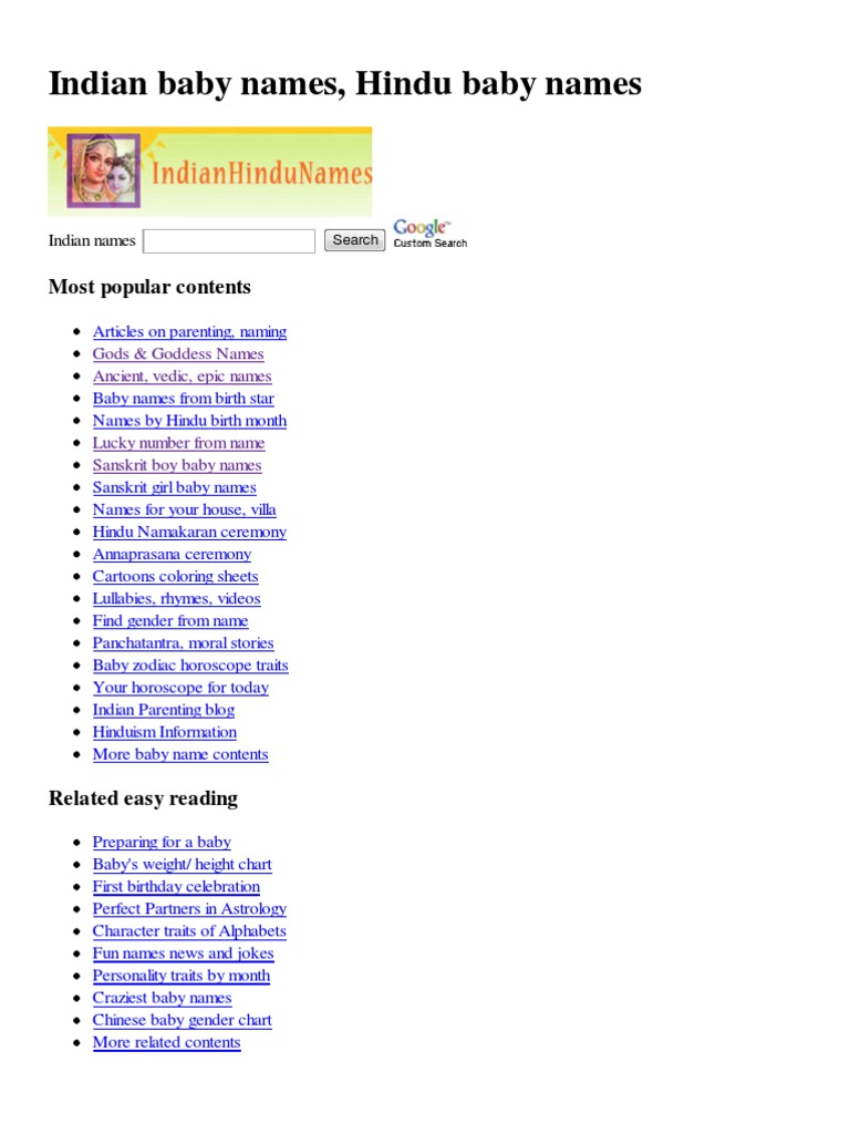 Indian Baby Names, Hindu Baby Names, Indian Boy Names, Hindu Boy Names