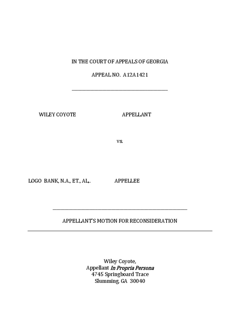 Motion for Reconsideration Court of Appeals Court System Of