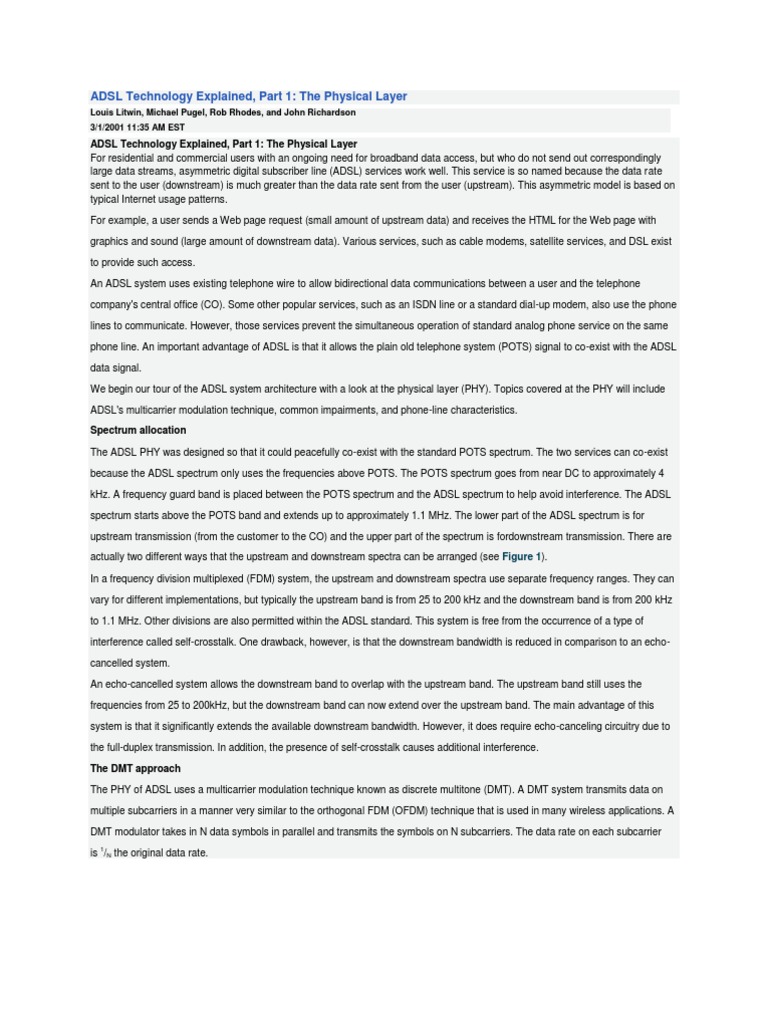ADSL Technology Explained | PDF | Orthogonal Frequency Division ...