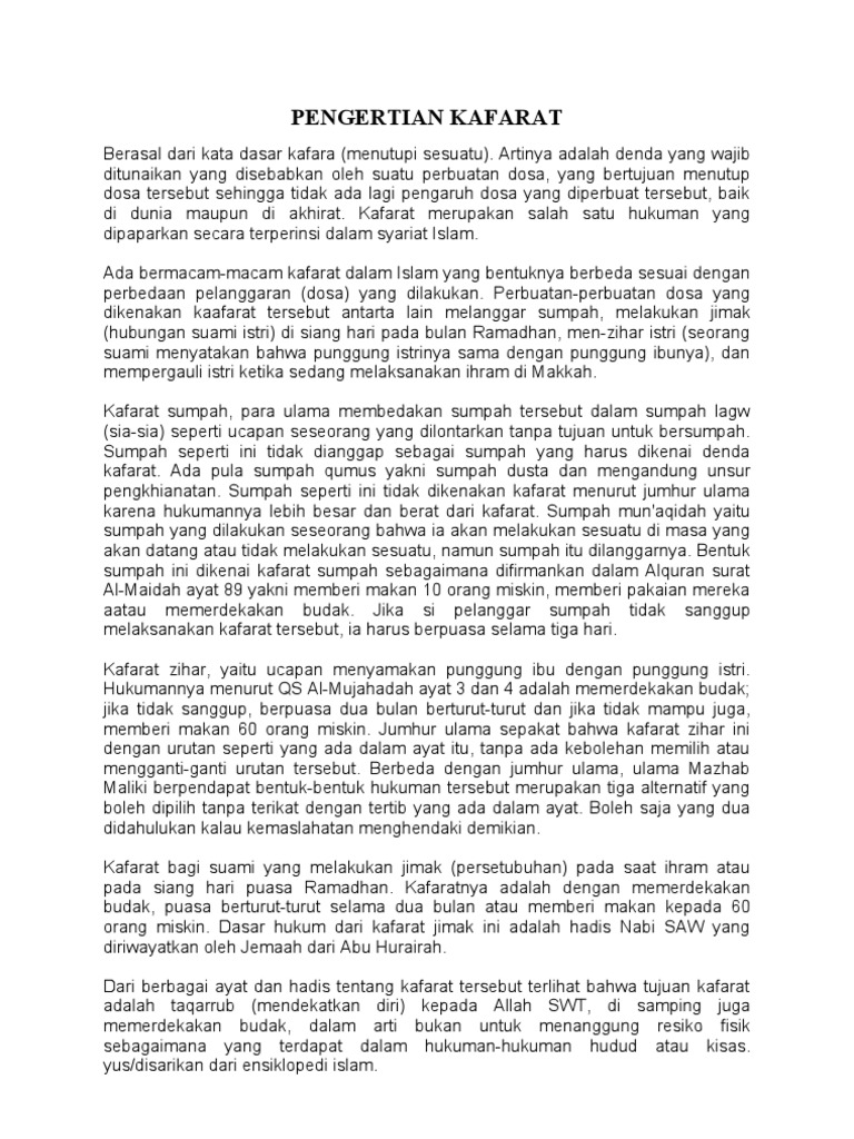 Pengertian Puasa Kafarat