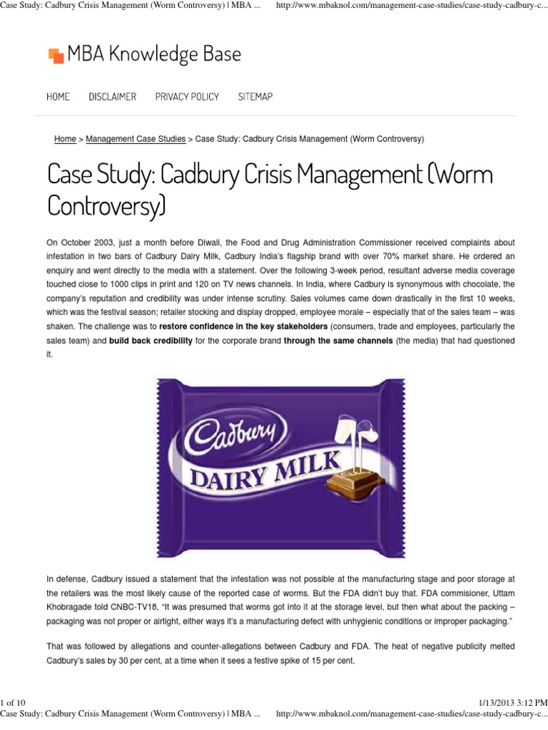 cadbury crisis management case study