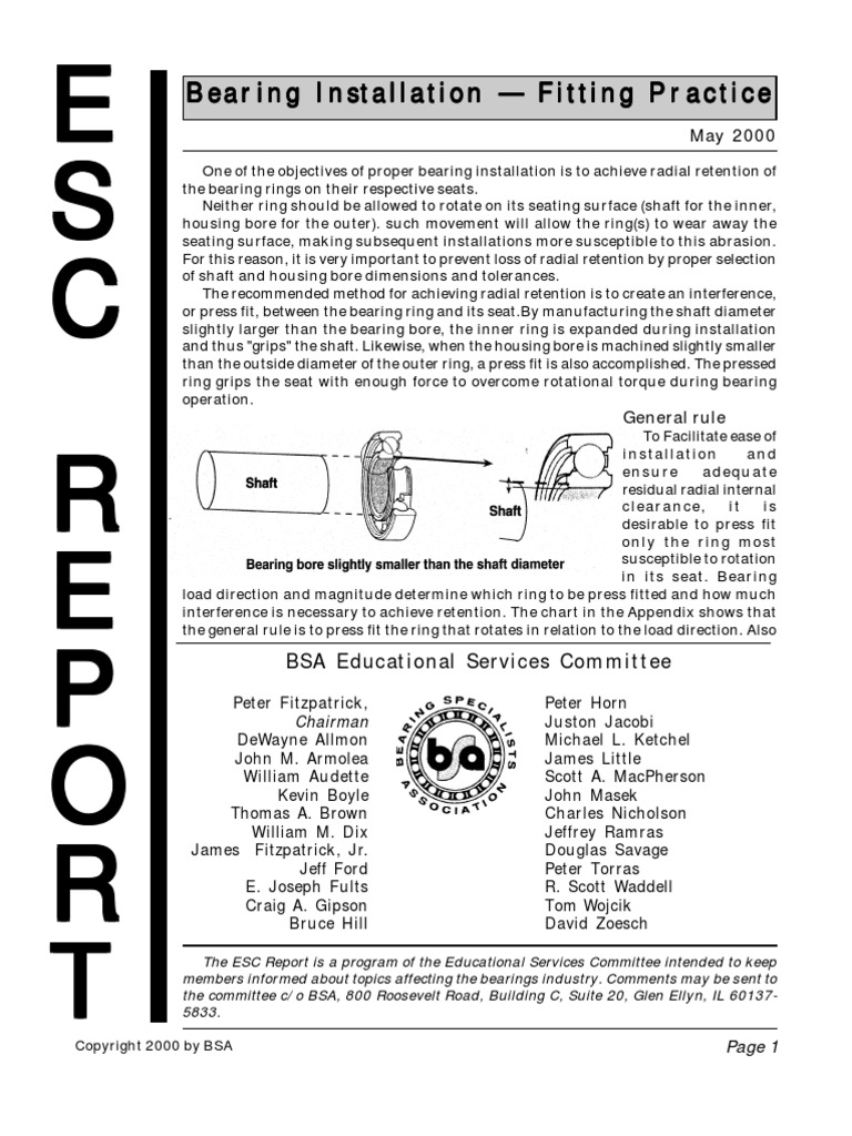 Bearing Installation Fitting | PDF | Engineering Tolerance | Bearing ...