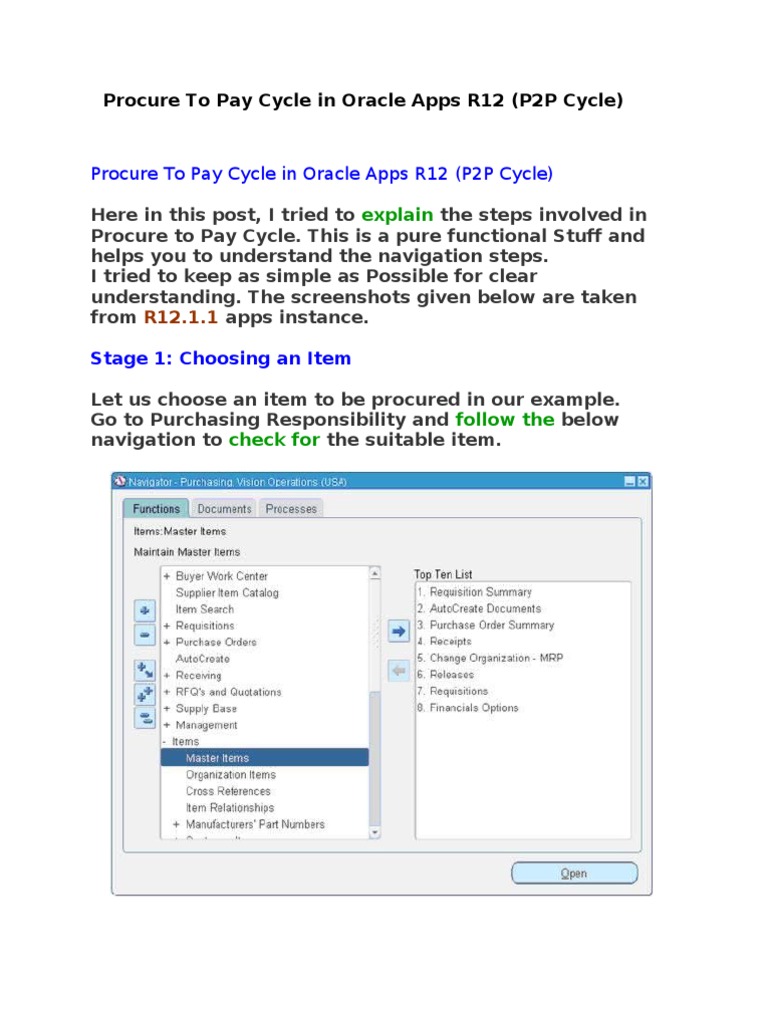 Oracle Apps R12 P2P Cycle Overview | PDF | Accounts Payable | Invoice