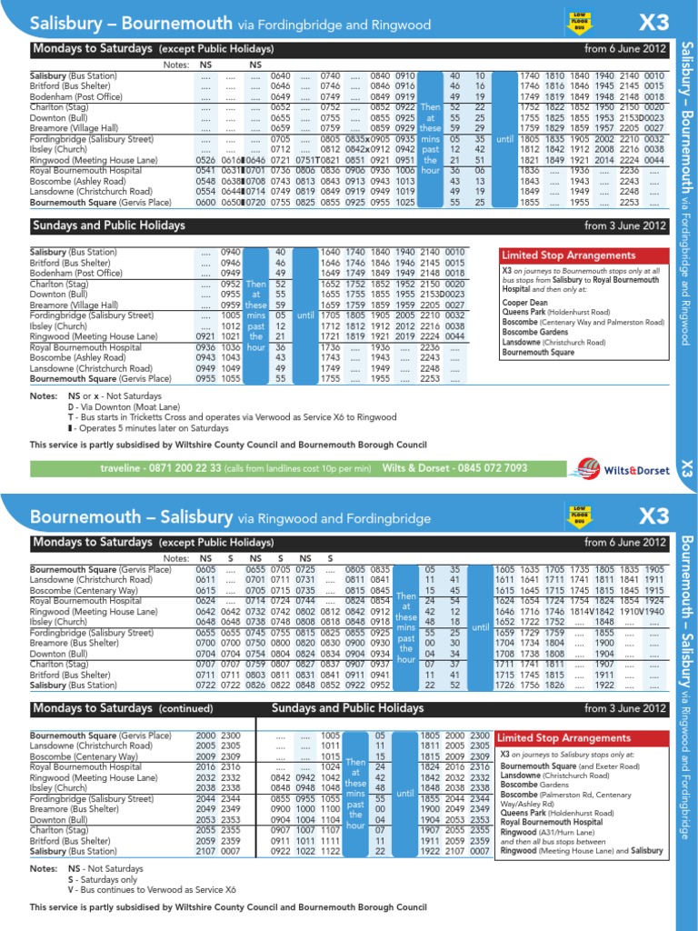 X3 Salisbury Bournemouth PDF Salisbury Bus Transport