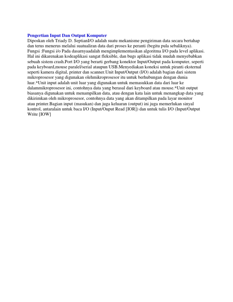 Dasar Input/Output Komputer | PDF