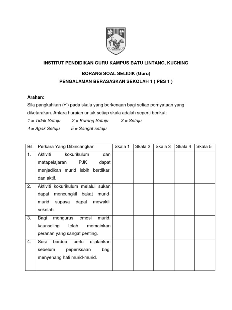 Trainees2013: Contoh Borang Soal Selidik Aktiviti