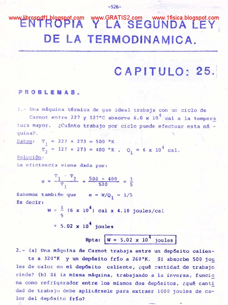 Cap - 23 - Entropia y La Segunda Ley de La Termodinamica-Ejercicios  Resueltos-Resnick Halliday | PDF | Gases | Física teórica