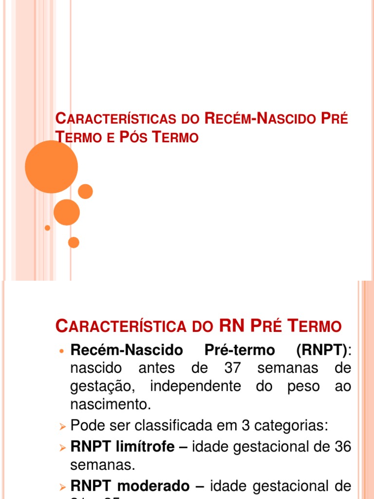 Características do RN Pré e Pós Termo | PDF | Pele | Gravidez