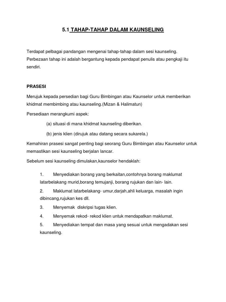 Tahap Tahap Dalam Kaunseling Pdf