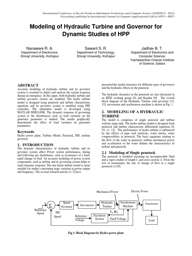 Modeling of Hydraulic Turbine and Governor | PDF | Ac Power | Electric ...