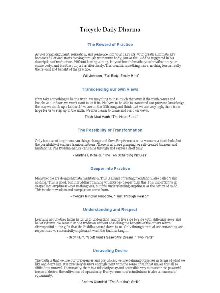 Tricycle Daily Dharma PDF Śūnyatā Buddha Nature
