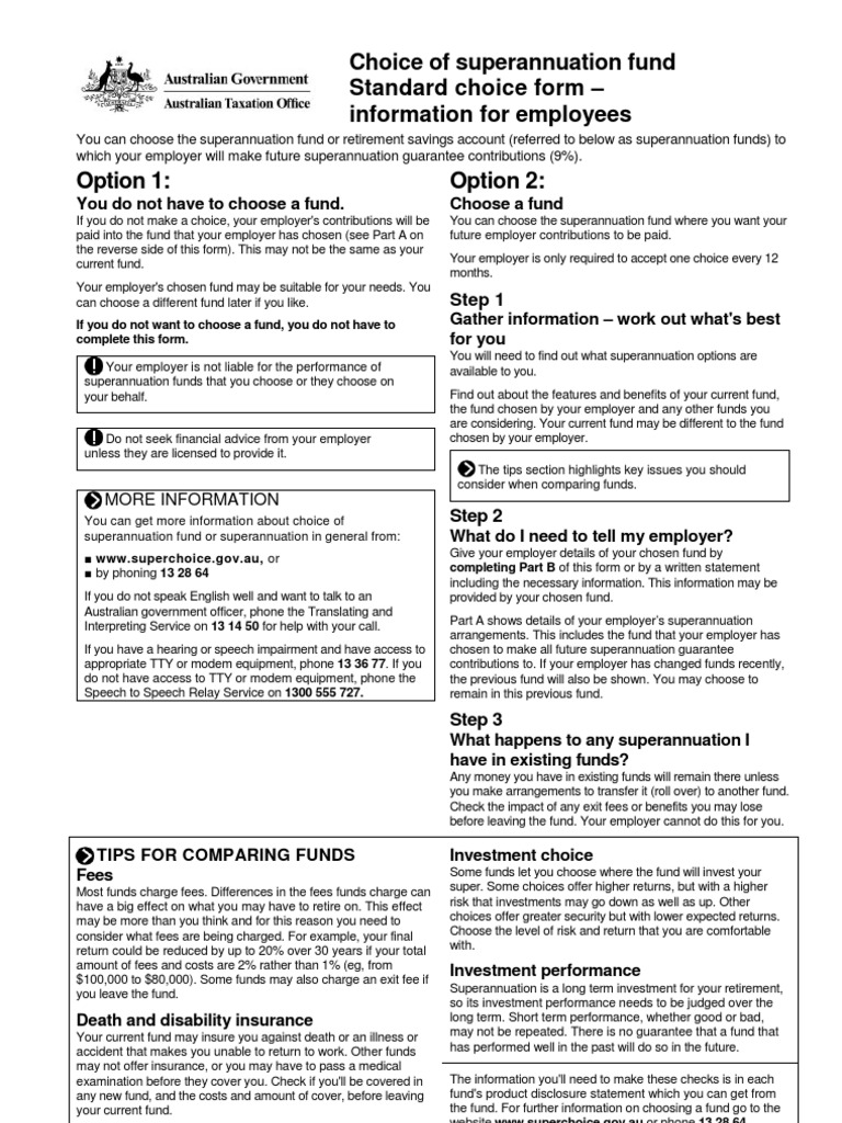 Microsoft Word Choice of Superannuation Fund Form HESTA PDF Pension Service Industries