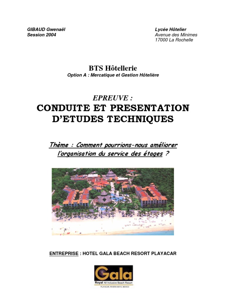 Rapport De Stage Reception D Hotel Doc