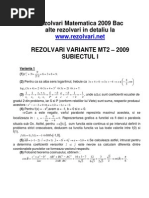 BAC - Rezolvari Matematica 2009